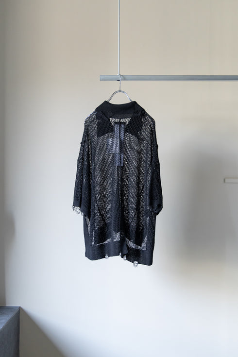 【Licht Bestreben】"クラッシュドメッシュニットポロショートスリーブ"